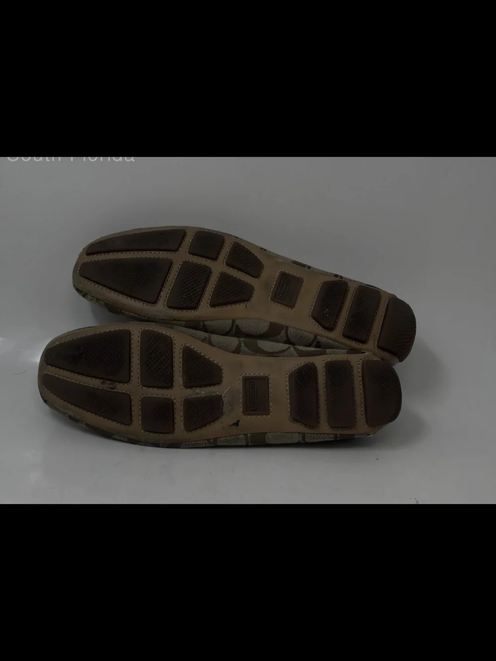Coach Monogram Canvas Slip-On Loafers in Beige and Brown Size 7